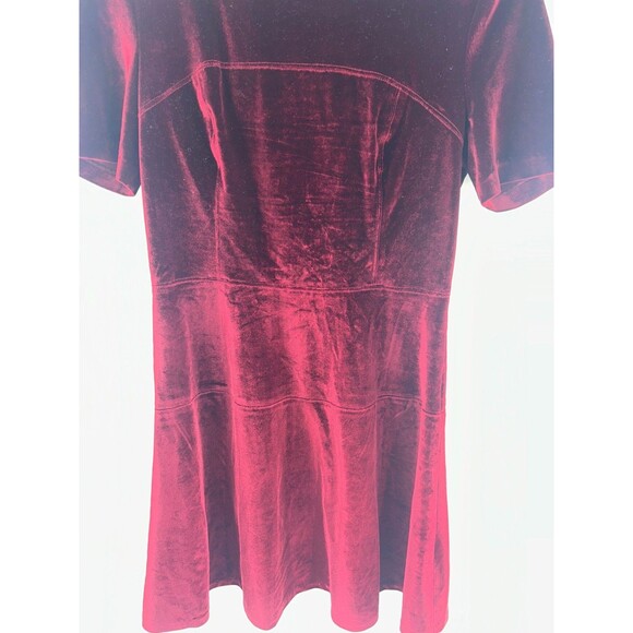 Women's Fate By LFD Red Velvet Short Sleeve A-line Mini Dress Size S - Picture 3 of 6